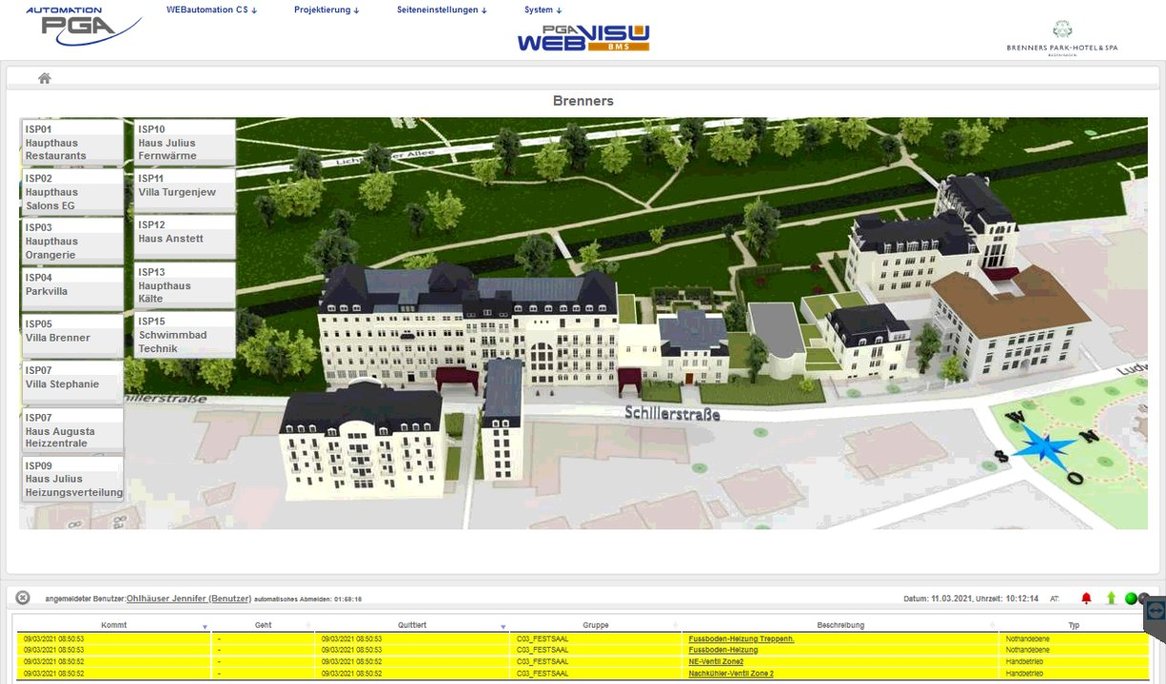 Beispiel der 3D Visualisierung des Hotelkomplexes für das Brenners Park-Hotel und Spa